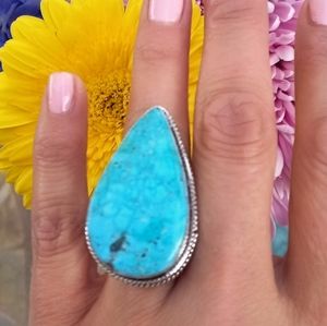 Genuine Kingman Turquoise Sterling Silver Ring